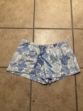 Joe Fresh White Shorts with Blue Coral Print